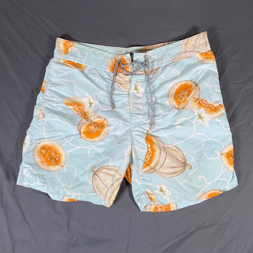Vilebrequin Aqua Swim Trunks with Orange Melon Print